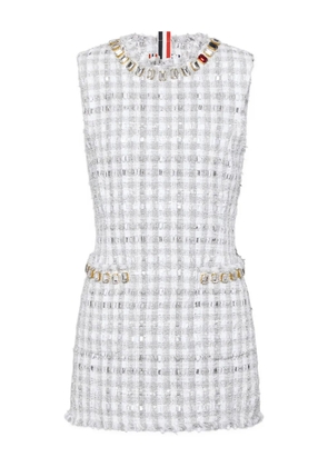 Thom Browne Swarovski-crystal gingham tweed mini dress - Grey