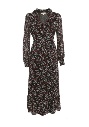 Michael Kors Vintage floral-print wrap midi dress - Black