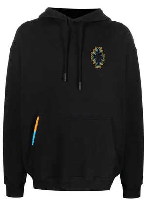 COUNTY OF MILAN Cross-embroidered drawstring hood - Black