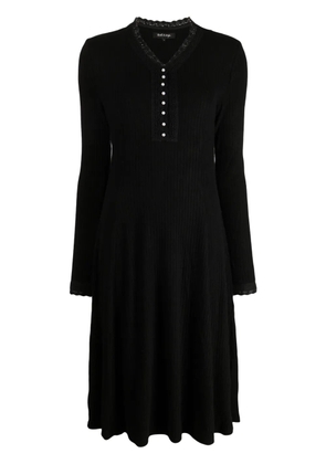 tout a coup ribbed V-neck midi dress - Black