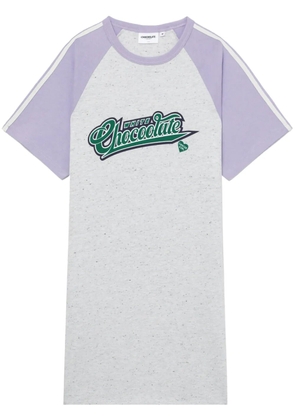 CHOCOOLATE logo-print cotton T-shirt dress - Grey