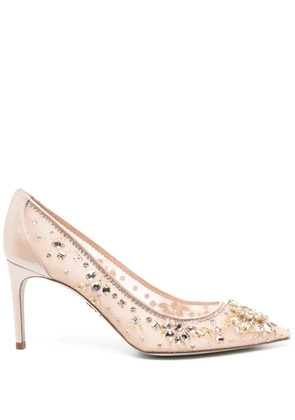 René Caovilla 80mm crystal-embellished pumps - Brown