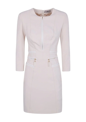 Elisabetta Franchi zip-trimmed pocket midi dress - White