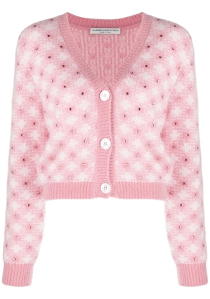 Alessandra Rich rhinestone-embellished gingham cardigan - Pink