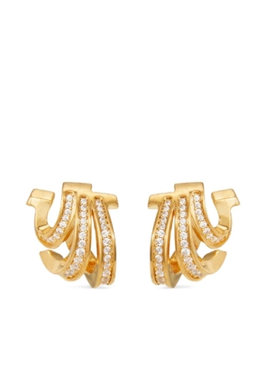 Ferragamo Triple-Gancini crystal-hoop earrings - Gold