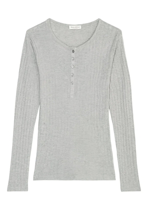 Marc O'Polo ribbed Henley top - Grey
