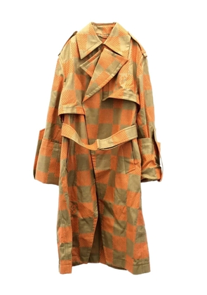Louis Vuitton Pre-Owned 2010s check-pattern coat - Orange