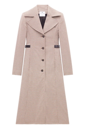 Courrèges checked wool long coat - Brown
