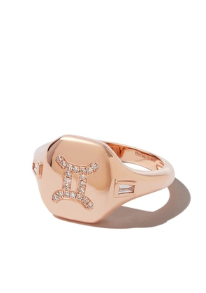 SHAY 18K rose gold gemini diamond signet ring - Pink