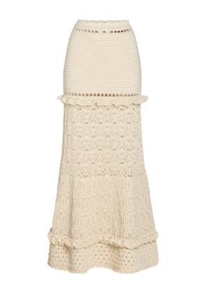 Retrofete Magdalena crochet ruffled maxi skirt - Neutrals