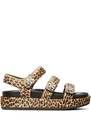 Tory Burch leopard-print triple-strap sandals - Neutrals
