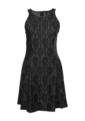 Sea leather-panel lace dress - Black