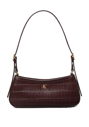 Calvin Klein small croc-embossed buckle shoulder bag - Brown