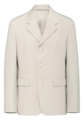 Prada triangle logo single-breasted blazer - Neutrals