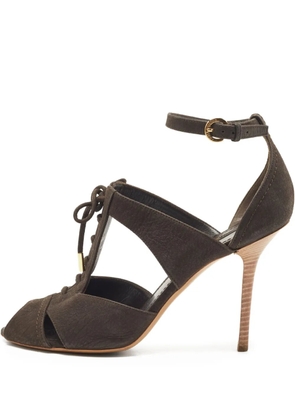 Louis Vuitton Pre-Owned 105mm peep-toe lace-up sandals - Brown