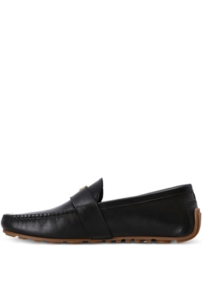 Moschino leather bar-detail loafers - Black
