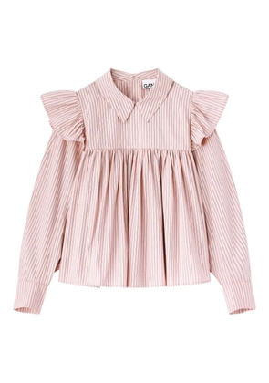 GANNI ruffled striped top - Pink