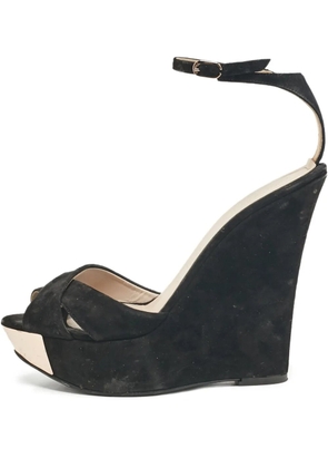 Le Silla Pre-Owned 140mm suede wedge sandals - Black
