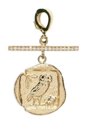 Azlee 18K yellow gold Owl Athena diamond pendent