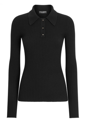 Dolce & Gabbana DNA ribbed-knit polo shirt - Black