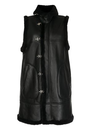 Noir Kei Ninomiya long-length leather coat - Black