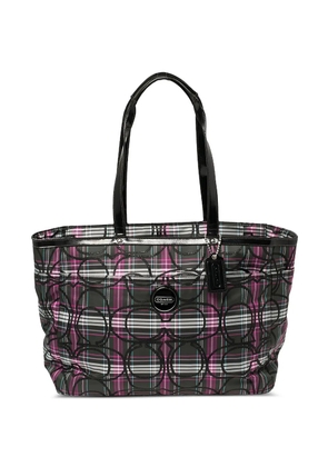 Coach Vintage Pre-owned medium leather plaid-pattern tote bag - Black