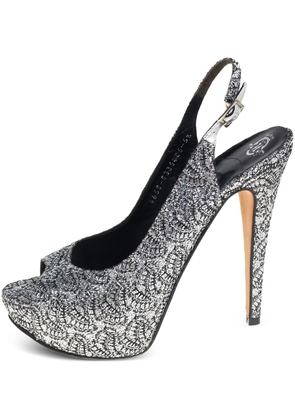 Gina Pre-Owned 130mm leather heeled sandals - Silver