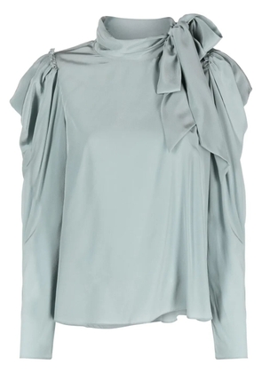 Ulla Johnson gathered-tie neck silk blouse - Blue