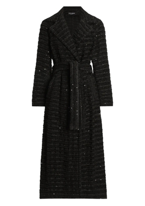 Dolce & Gabbana sequin-embellished tweed coat - Black