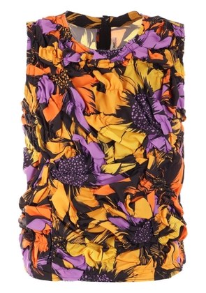 Comme Des Garçons floral-print ruched blouse - Yellow