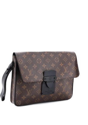 Louis Vuitton Pre-Owned S Lock A4 Wristlet Pouch Macassar Monogram Canvas clutch bag - Black