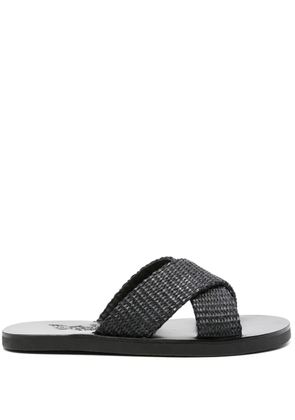 Ancient Greek Sandals Bios straw slides - Black