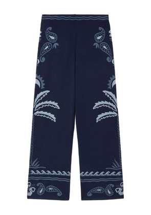 Alanui Glimpse of Eden palm-tree paisley trousers - Blue