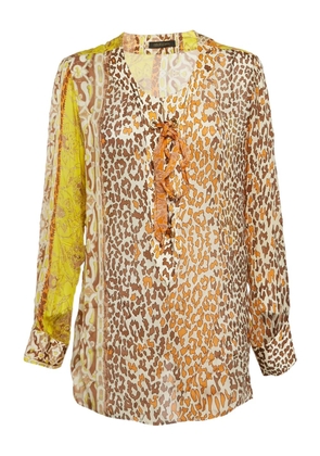 Roberto Cavalli Vintage floral-print silk blouse - Yellow