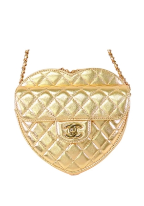 CHANEL Pre-Owned 2021-2025 Metallic Quilted Lambskin CC in Love Heart crossbody bag - Gold