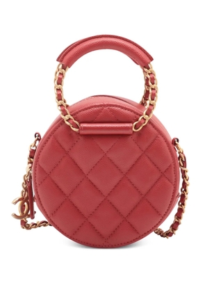 CHANEL Pre-Owned 2019 Quilted Caviar Round Woven Chain Top Handle Bag satchel - Red