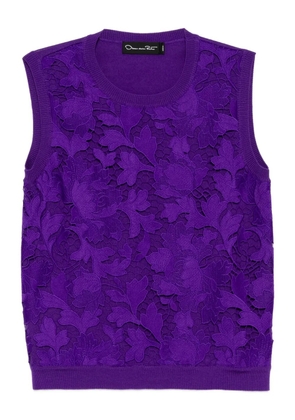 Oscar de la Renta lace knitted top - Purple