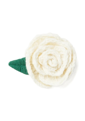 Alanui rose-embroidered brooch - White