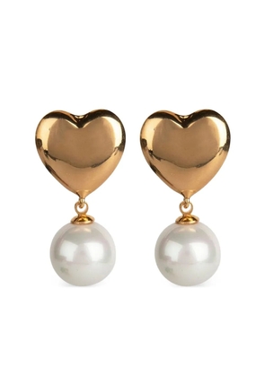 Bounkit Jewelry heart-shaped pearl drop earrings - Gold