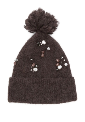 Dorothee Schumacher pom-pom embellished hat - Brown