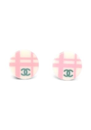 CHANEL Pre-Owned 2005 plaid earrings - White