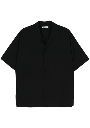 Attachment notched-collar wool shirt - Black