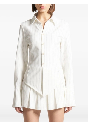Manière De Voir Sonia pinstripe angled-hem shirt - White