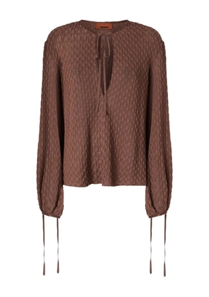 Missoni textured tie-neck top - Brown