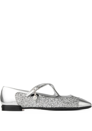 Jimmy Choo Eleri glitter-leather ballet flats - Silver