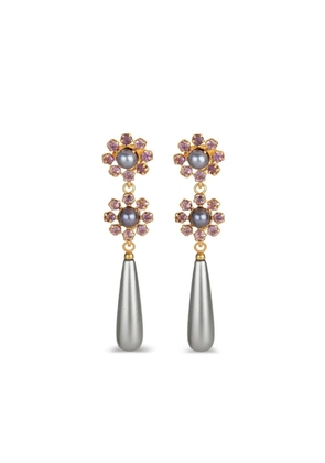 Bounkit Jewelry Amethyst Pearl drop earrings - Gold