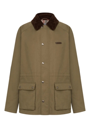 Moschino corduroy-collar coat - Green