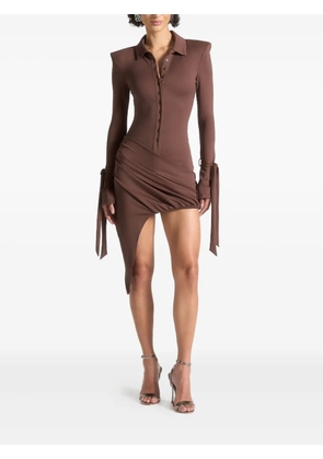 Manière De Voir Diane draped asymmetric mini dress - Brown