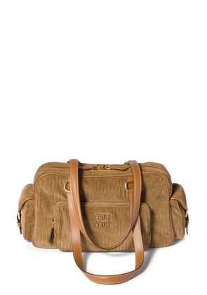 Miu Miu Pocket corduroy shoulder bag - Brown