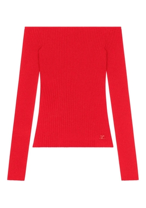 Courrèges ribbed off-shoulder top - Red